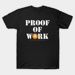 Proof of Work Bitcoin Military Stencil Font T-Shirt